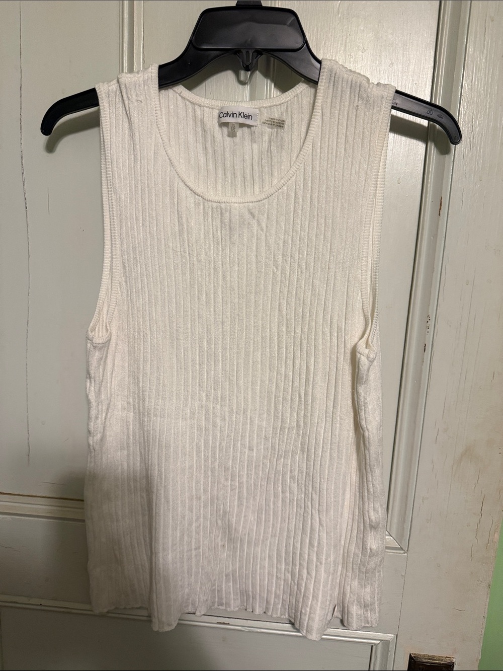 Calvin Klein Ribbed White Sleeveless Tank